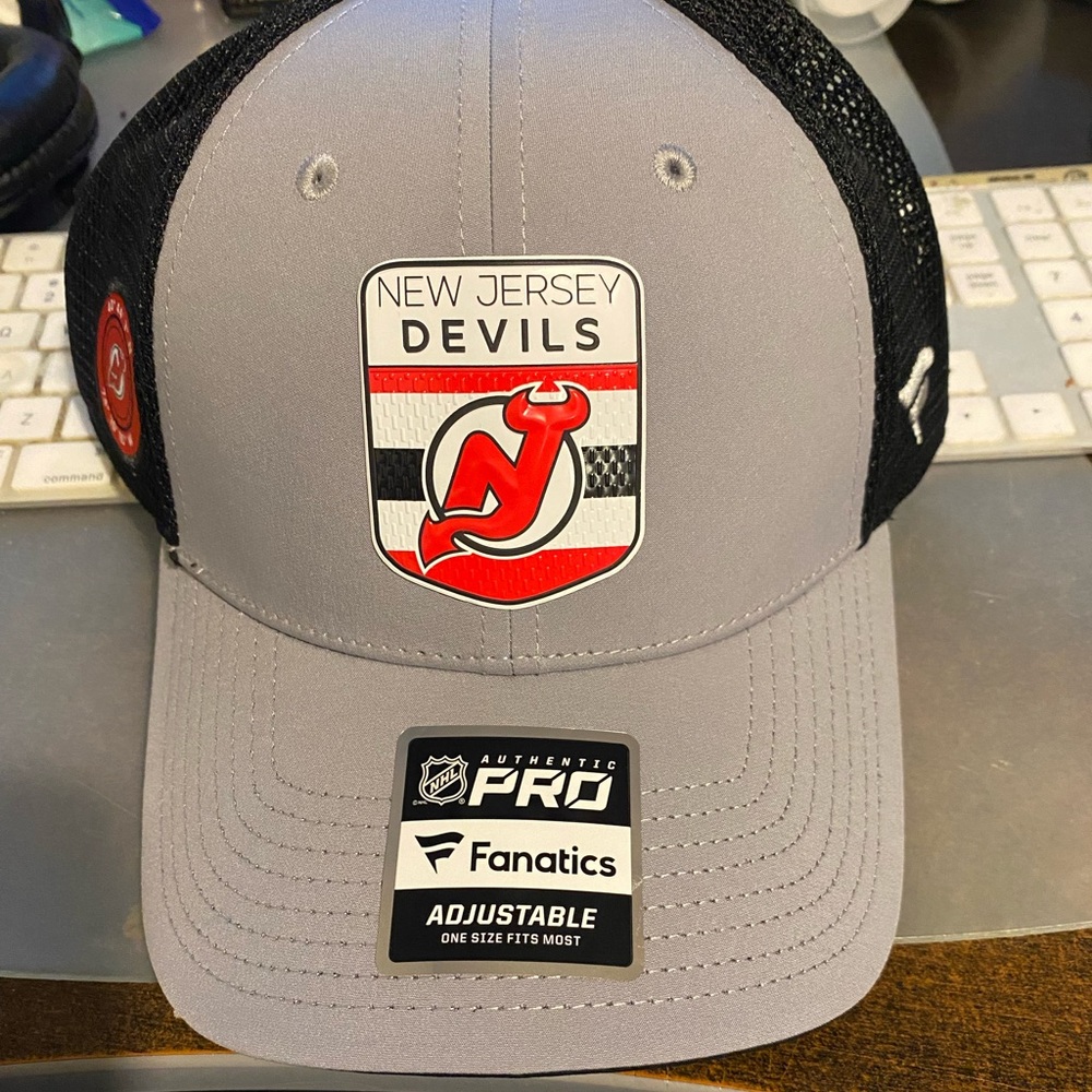 New Jersey Devils Fanatics Authentic Pro Home Ice Trucker Adjustable Hat - Gray